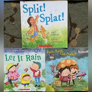 3 children’s rain themed books 🌧️ ☔️ rain rain go away sing along 🎶